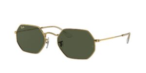 ray-ban rb3556 octagonal sunglasses, legend gold/g-15 green, 53 mm