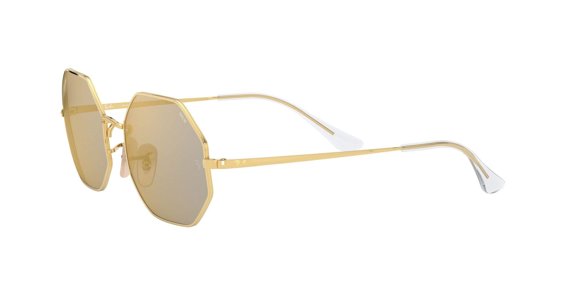 Ray-Ban Rb1972 Octagon Evolve Polarized Sunglasses, Gold/Photochromic Dark Grey Mirrored Gold, 54 mm