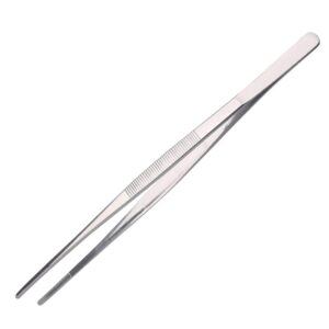 aniso long tweezers- with precision serrated kitchen tweezers tongs， for barbecue and hand-made stainless steel cooking tweezers（10 inches）