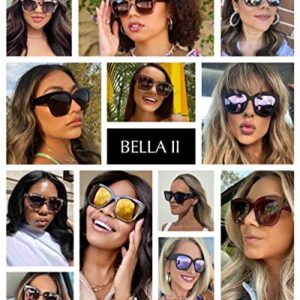 DIFF Bella II Oversized Square Sunglasses for Women UV400 Protection, Cream Tortoise + Grey Gradient