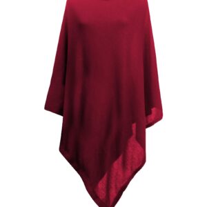 MissShorthair Women's Lightweight Knitted Scarf Poncho Sweater Cape Shawl Versatile Fall Winter Ponchos Wraps Red