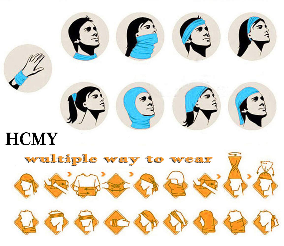 HCMY Balaclava 9 Pack Neck Gaiters Bandana Shiesty Mask Magic Scarf Headwear Tube UV Face Mask Headbands for women