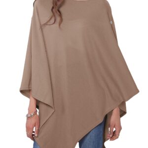 MissShorthair Women's Lightweight Knitted Scarf Poncho Sweater Cape Shawl Versatile Spring Summer Ponchos Wraps Khaki