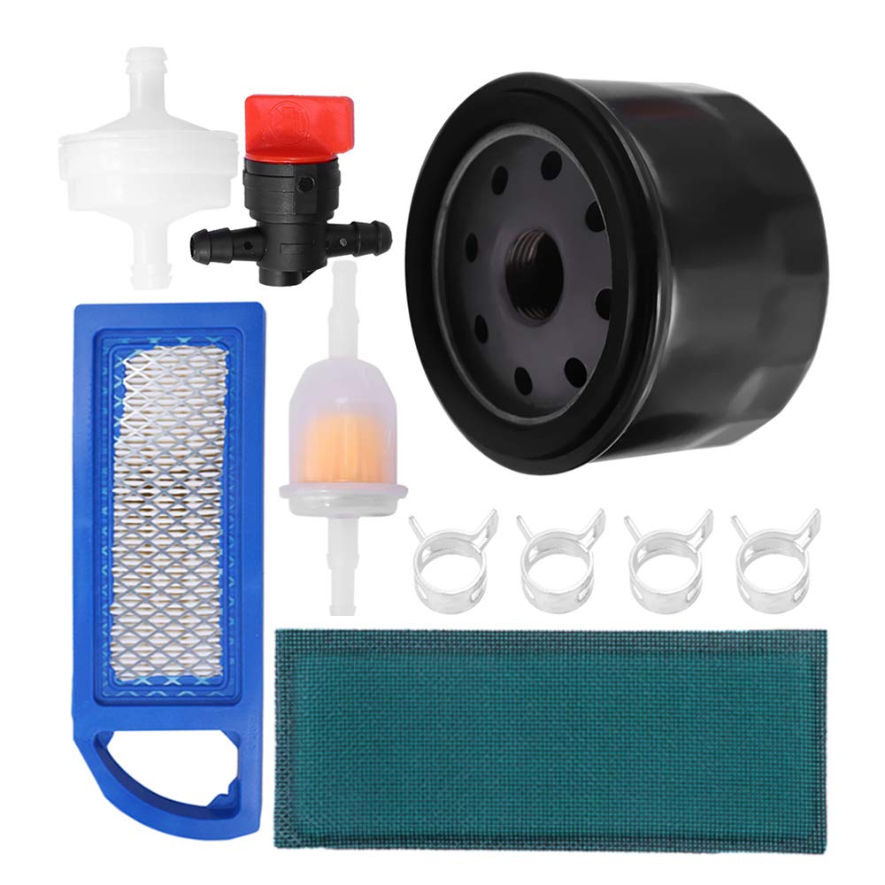 Saihisday GY20573 Air Filter Fuel Filter Oil Filter Valve Clamp Lawn Mower Tune Up Kit Replacement for John Deere LA115 LA105 LA110 LA100 X110