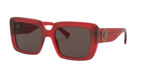 versace woman sunglasses transparent red frame, dark brown lenses, 54mm