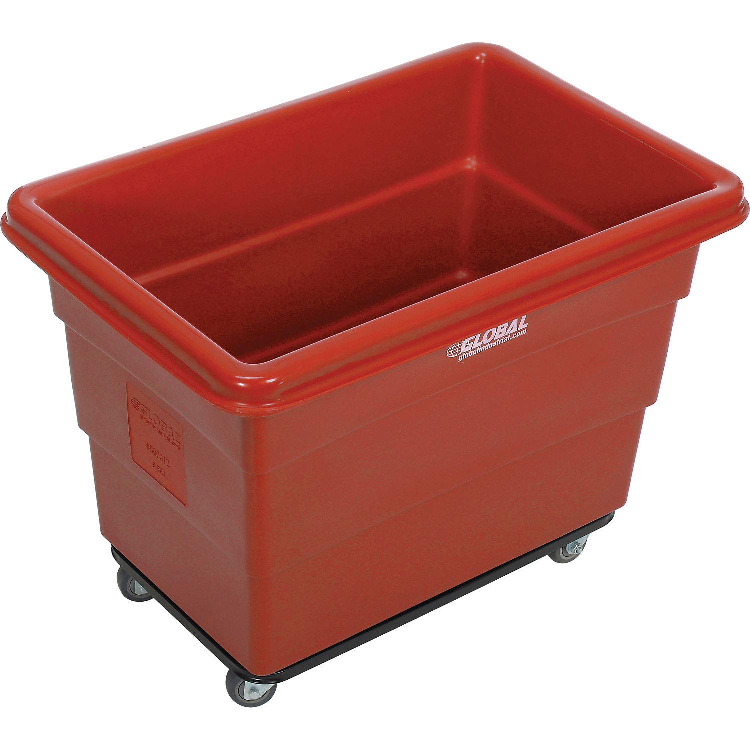 Global Industrial 8 Bushel Plastic Bulk Box Truck, Steel Chassis Base, Red, 33-3/10"L x 24-3/5"W x 27-2/5"H