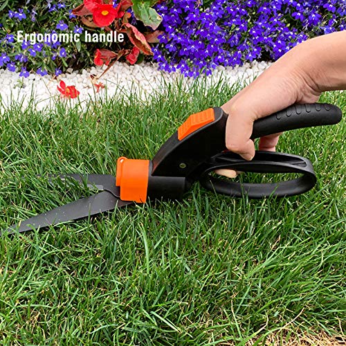 Edward Tools Swivel Hedge Shears with 360 Degree Rotation - Harden Stainless Steel Blade Lawn Scissors - Easy Edging - Ergo Grip Handle with Safety Lock