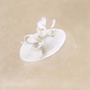 BABEYOND Tea Party Fascinator Kentucky Hat Fascinator Cocktail Pillbox Hat Derby Headband White