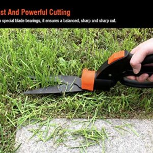 Edward Tools Swivel Hedge Shears with 360 Degree Rotation - Harden Stainless Steel Blade Lawn Scissors - Easy Edging - Ergo Grip Handle with Safety Lock