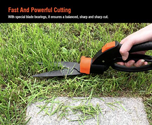 Edward Tools Swivel Hedge Shears with 360 Degree Rotation - Harden Stainless Steel Blade Lawn Scissors - Easy Edging - Ergo Grip Handle with Safety Lock