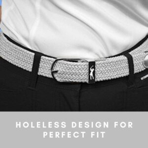 Surprizeshop Super Stretch Woven Webbing Belt | Womens Golf Belt | ONE SIZE FITS MOST | Reinforced PU Tip (White)