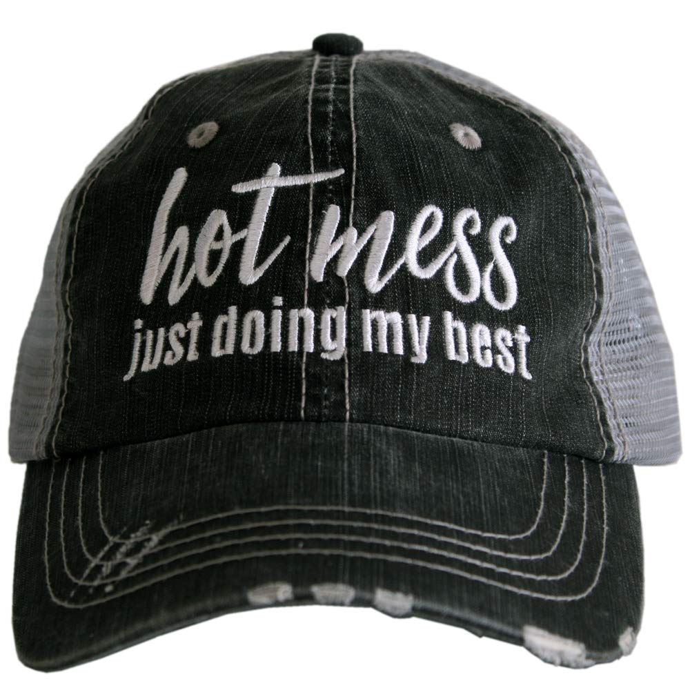 KATYDID Hot Mess Just Doing My Best Baseball Hat - Trucker Hat for Women - Stylish Cute Ball Cap Gray