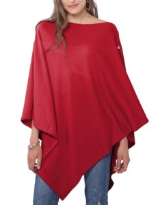 missshorthair women's lightweight knitted scarf poncho sweater cape shawl versatile fall winter ponchos wraps red