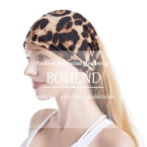 Bohend Boho Headband Wide Yoga Stretchy Bandeau Large Headwrap Sport Athletic Beach Hair Accessories for Women and Girls(8pcs)