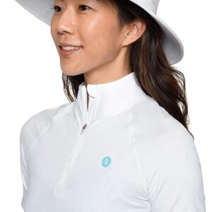 Coolibar UPF 50+ Men's Women's Matchplay Golf Hat - Sun Protective (Large/X-Large- Silver/White)