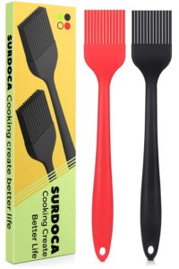 surdoca silicone pastry basting brush - 2pcs 8.2 in heat resistant brush for baking cooking food, bpa free kitchen brush for sauce butter oil, stainless steel core design for barbecue bbq grilling