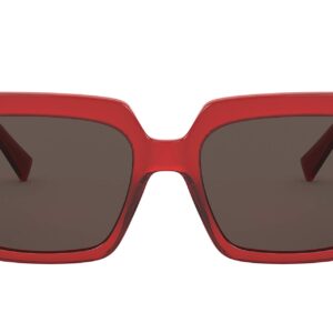 Versace Woman Sunglasses Transparent Red Frame, Dark Brown Lenses, 54MM