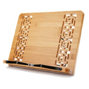 wishacc large size bamboo book stand and cookbook holders for reading hands free