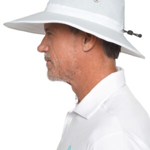 Coolibar UPF 50+ Men's Women's Matchplay Golf Hat - Sun Protective (Large/X-Large- Silver/White)