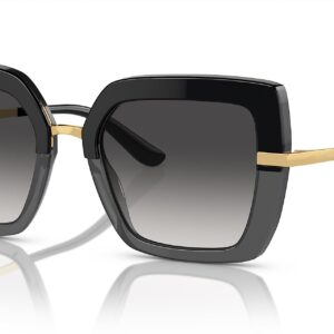 Dolce & Gabbana Modern Rectangular Prism with Arms Sunglasses, Top Black On Transparent Black, 52