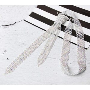 Glamorstar Rhinestone Neck Tie Gift for Women Silver