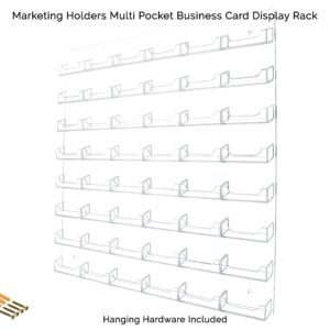 Wall Business Card Holder with Hanging Hardware for 3.5" x 2" Contact or Appointment Cards Trade Show Expos Real Estate Retail Stores 48 Pocket Clear Acrylic One Piece by Marketing