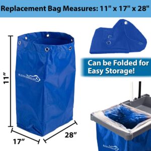 KLEEN HANDLER Janitorial Cart 23 Gallons Replacement Bag | Commercial Cleaning Cart Bag for Hotel, Laundry, Towels, Housekeeping, Blue