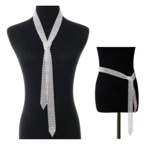 Glamorstar Rhinestone Neck Tie Gift for Women Silver