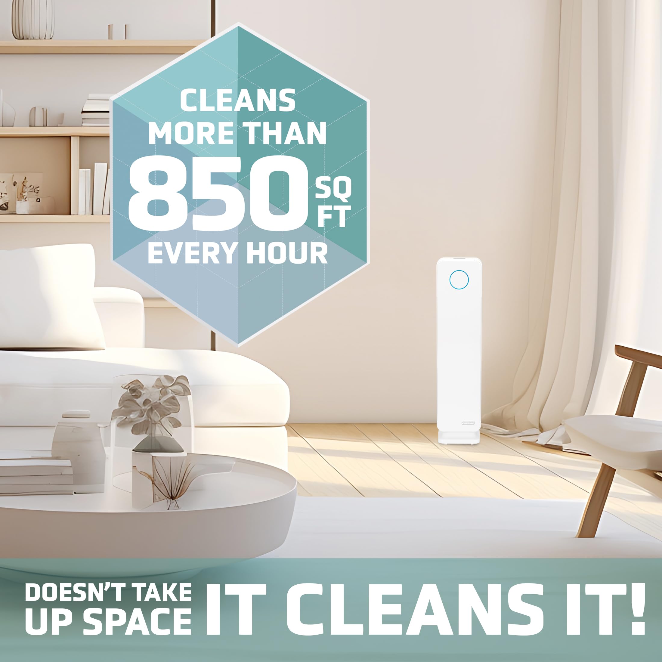 GermGuardian Air Purifier for Home, Large Rooms, H13 HEPA Filter, Removes Dust, Allergens, Smoke, Pollen, Odors, Mold, UV-C Light Helps Reduce Germs, 28 Inch, 2- Pack, White, AC5350W2PK