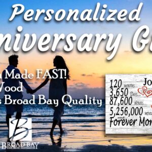 Personalized 10 Year Anniversary Sign Gift 10th Wedding Anniversary Present For Couple Days Mionutes Years - Solid Wood - 16.5in x 10.5in x .75in