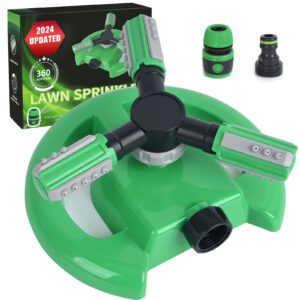 Hinastar Lawn Sprinkler, Automatic Garden Water Sprinkler, Upgrade 360 Degree Rotation Irrigation System, Large Area Coverage, Sprinkler for Yard, Lawn, Kids and Garden-1Pack（Light Green）