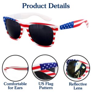 12 Pairs American Flag Sunglasses UV400, Patriotic Accessories Red White and Blue Sunglasses 4th of July Party Supplies Fourth of July Accessories USA Flag Favors for Women Men Teens Memorial Day