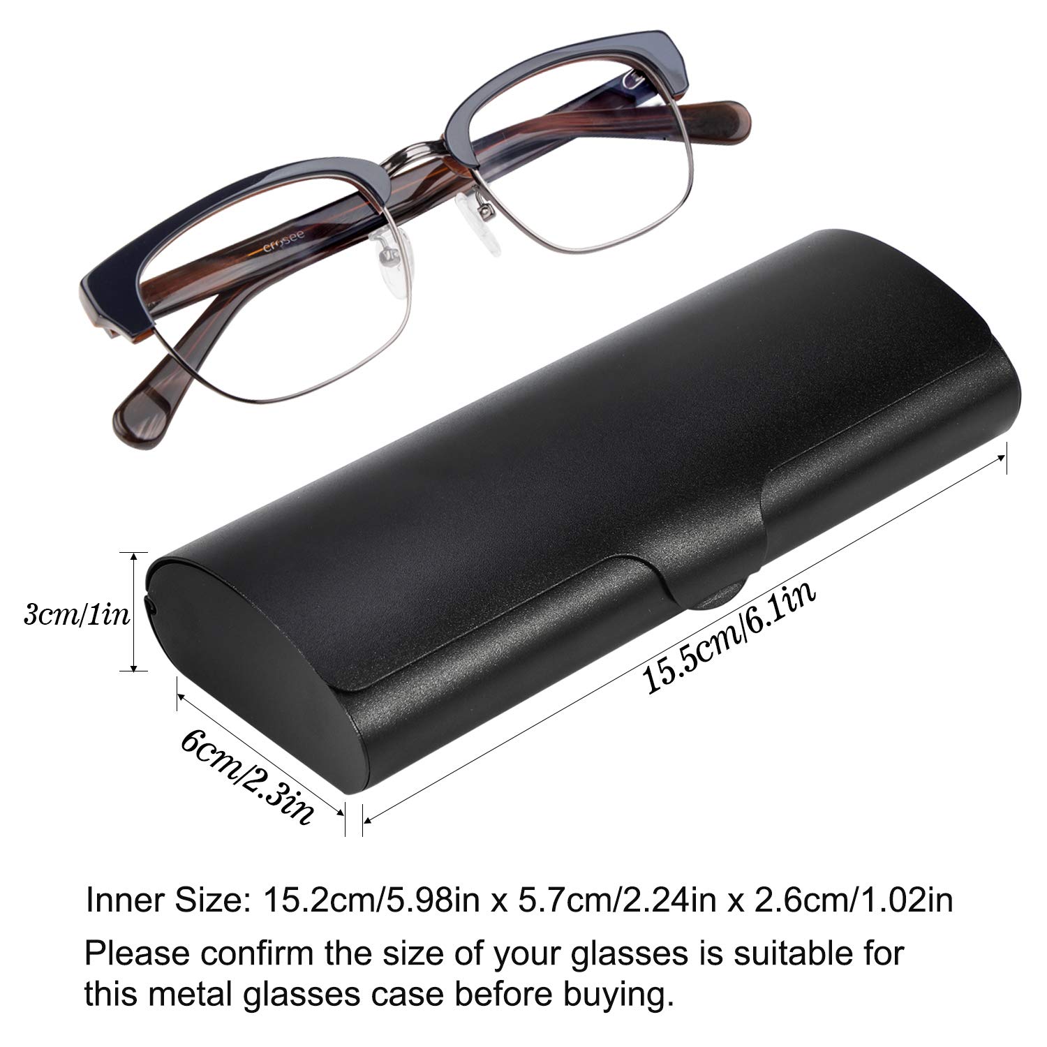 Hifot Aluminium Glasses Case, Slim Reading Glasses Case, Portable Travel Metal Eyeglass Spectacles Protection Hard Shell Case