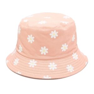 Mashiaoyi Unisex Print Double-Side-Wear Reversible Bucket Hat Small Flower Pink