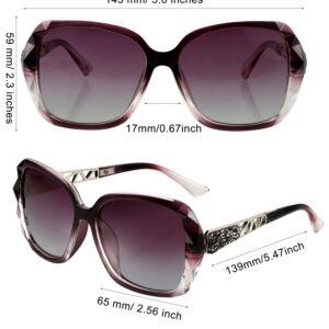 Frienda 3 Pieces Women Polarized Oversized Sunglasses Shiny Composite Frame Sunglasses Vintage Rhinestone Glasses