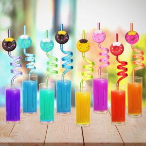 Donut Straws Party Favors for Donut Party Supplies,Donut Grow Up Theme Birthday with 2 Cleaning Brush (24 +2)