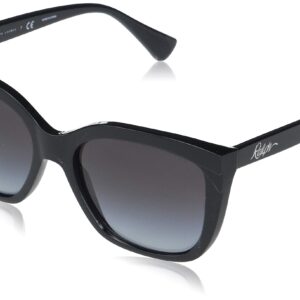 Ralph by Ralph Lauren Women's RA5265 Butterfly Sunglasses, Shiny Black/Gradient Grey, 55 mm