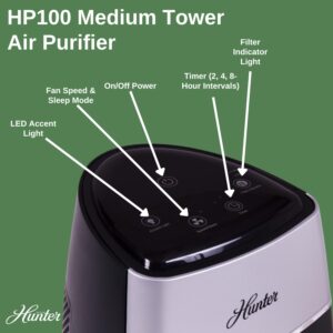 Hunter Fan Company HP100GRS Air Purifier, Small Tower, Gray & Silver