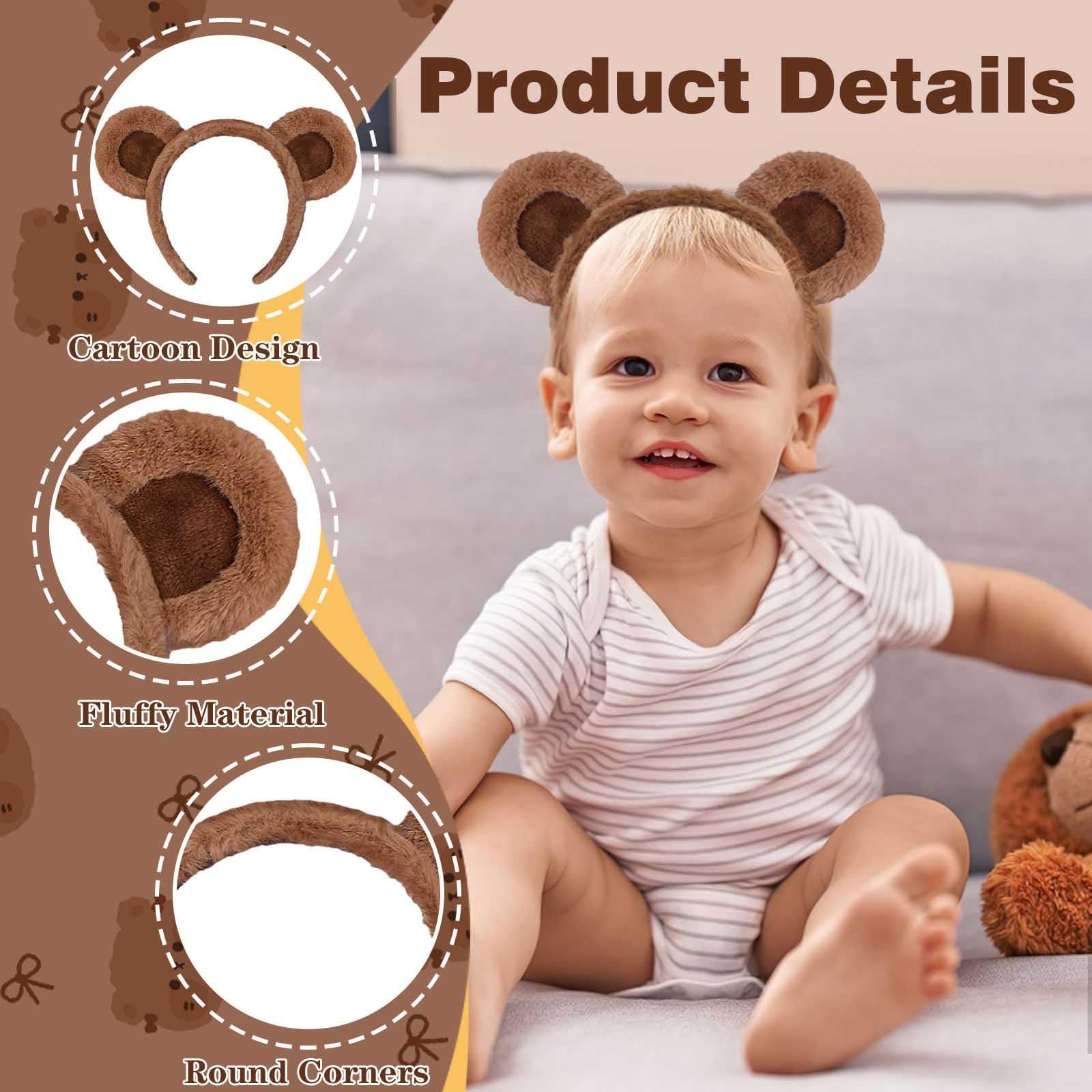 pagreberya Costume Headband, Animal/Birthday Theme, Bear and Monkey Ears Headband Fabric, Hand Wash Only, SPTA134, One Size Fits All, children, adults, partygoers