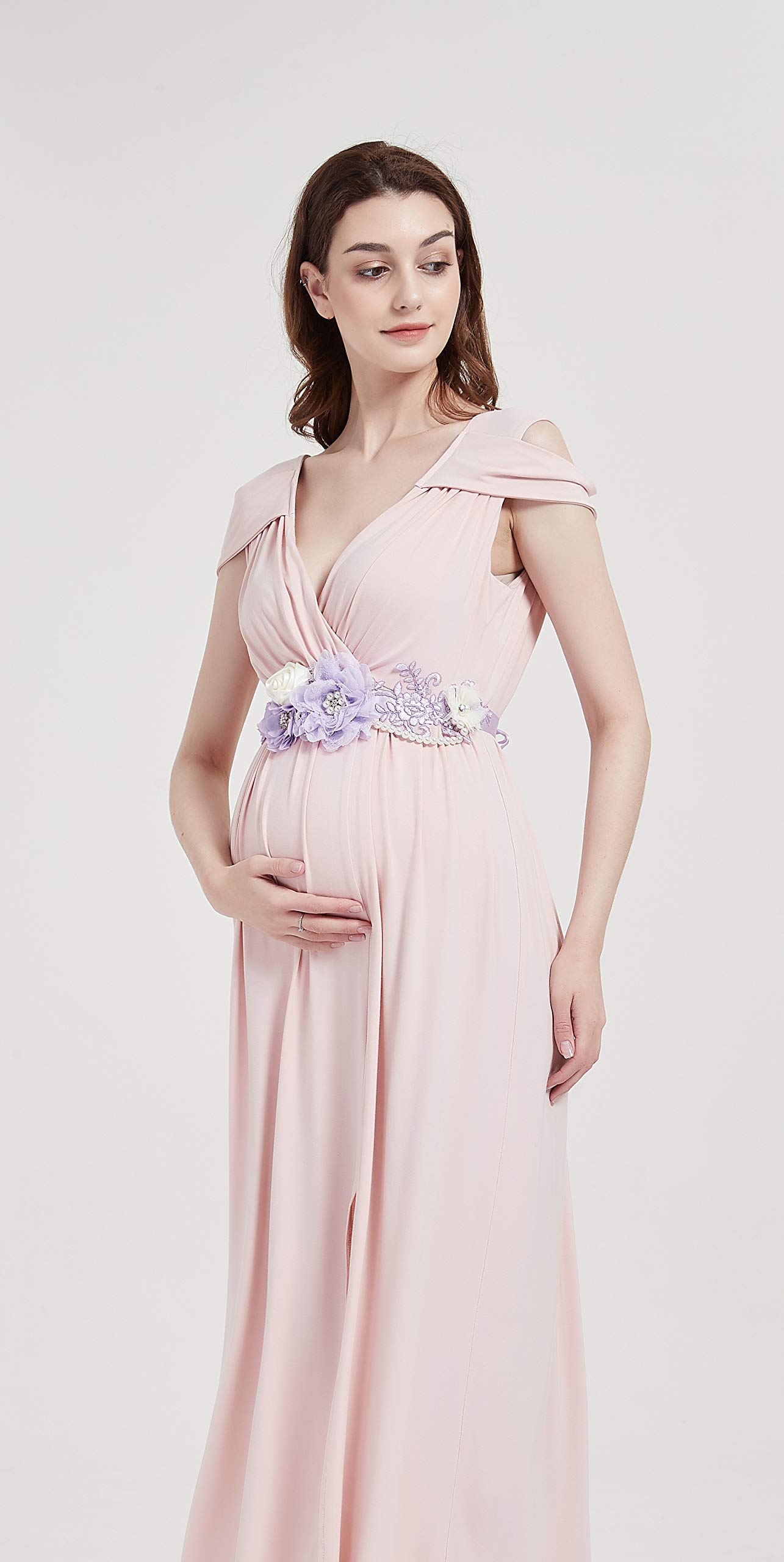 FANFAN Maternity Sash Belt Pregnant Wedding Sash Belt Bridal Sash Belts Y01 (lavender)