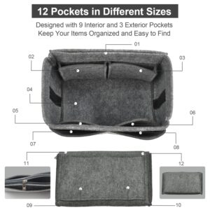 OMYSTYLE Grey Slender Medium Purse Organizer Insert for Handbags, Felt Bag Organizer for Tote & Purse, Tote Bag Organizer Insert with 5 Sizes, Compatible with Neverful Speedy and More?11.2"×3.2"×6.4"