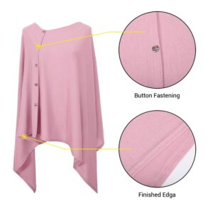 MissShorthair Women's Lightweight Knitted Scarf Poncho Sweater Cape Shawl Versatile Spring Summer Ponchos Wraps Pink