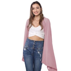 MissShorthair Women's Lightweight Knitted Scarf Poncho Sweater Cape Shawl Versatile Spring Summer Ponchos Wraps Pink