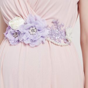 FANFAN Maternity Sash Belt Pregnant Wedding Sash Belt Bridal Sash Belts Y01 (lavender)