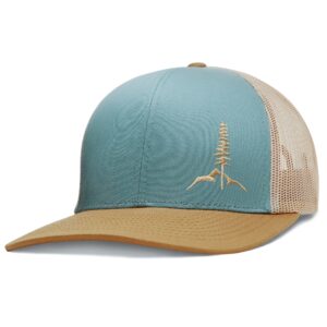 larix light blue hat, tamarack mountain, no sweat liner, trucker hats for men