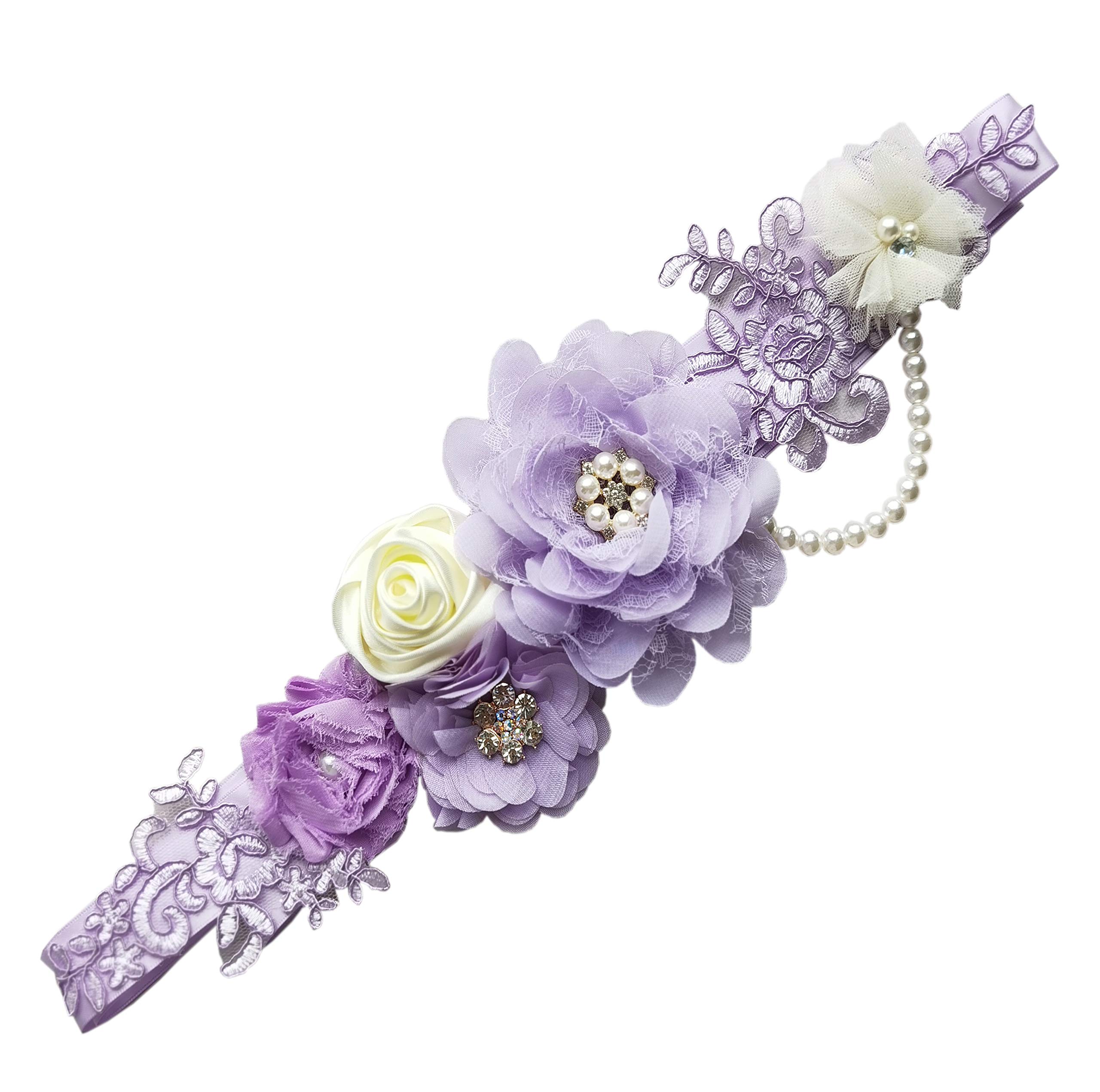 FANFAN Maternity Sash Belt Pregnant Wedding Sash Belt Bridal Sash Belts Y01 (lavender)