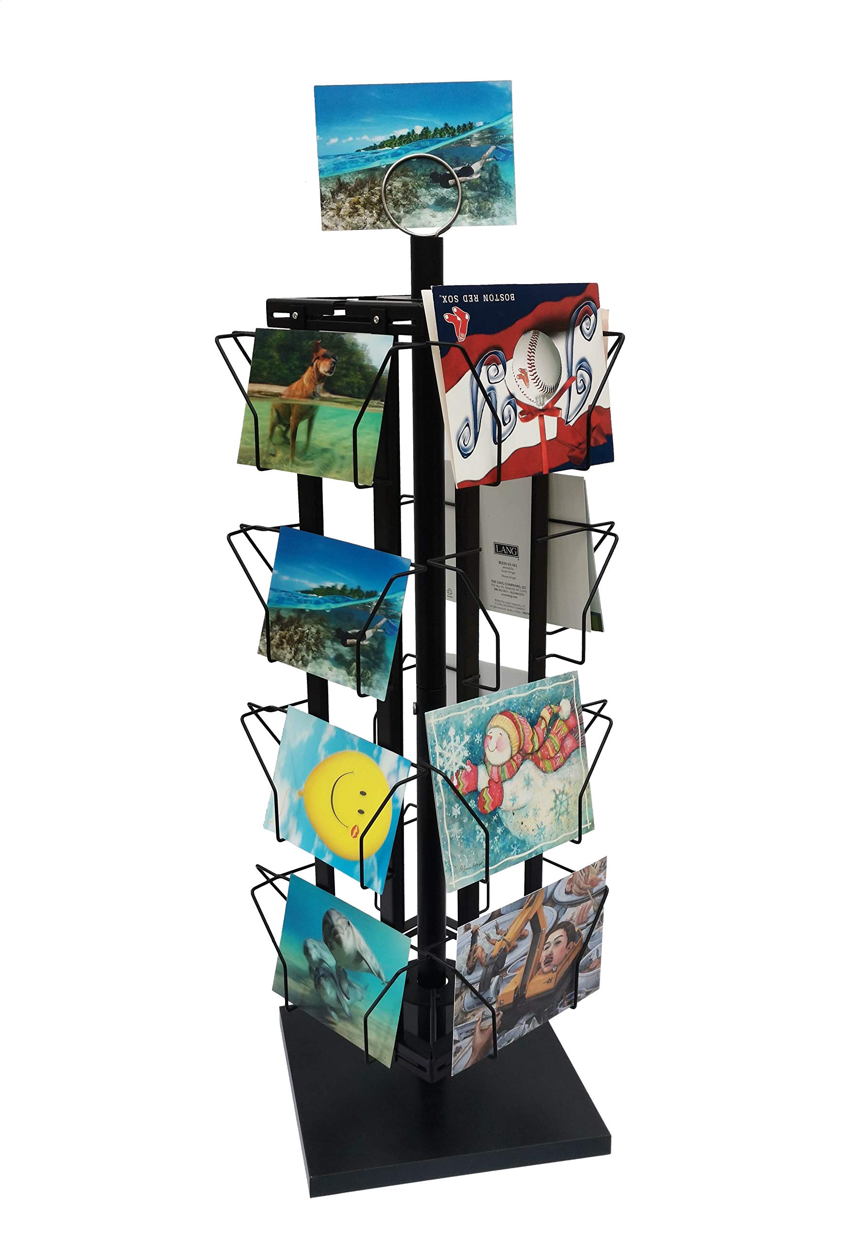 FixtureDisplays® Adjustable Greeting Card Rack 4x6"-7x5" Horizontal Vertical Post Card Display .Pocket Size: 4.5-9.9" Wide X 5.8" Tall, 16 Pockets 11602-BLK-NEW