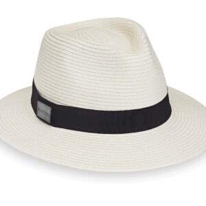 CARKELLA Men’s Fairway Fedora (Ivory, L/XL) – UPF 50+, UV Sun Protection, Wind-Resistant, Wide Brim, Packable, Travel-Friendly, Adjustable, Luxury Hat for Resort, Golf, Travel, Outdoor Events