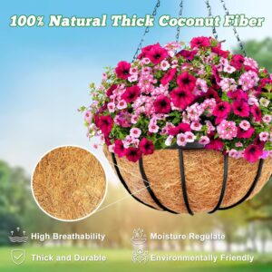 Y&M 2pcs 16“ Round Coconut Fiber Liner, 16'' Coco Liner Pre-Formed Replacement for Wall Hanging Planter Basket