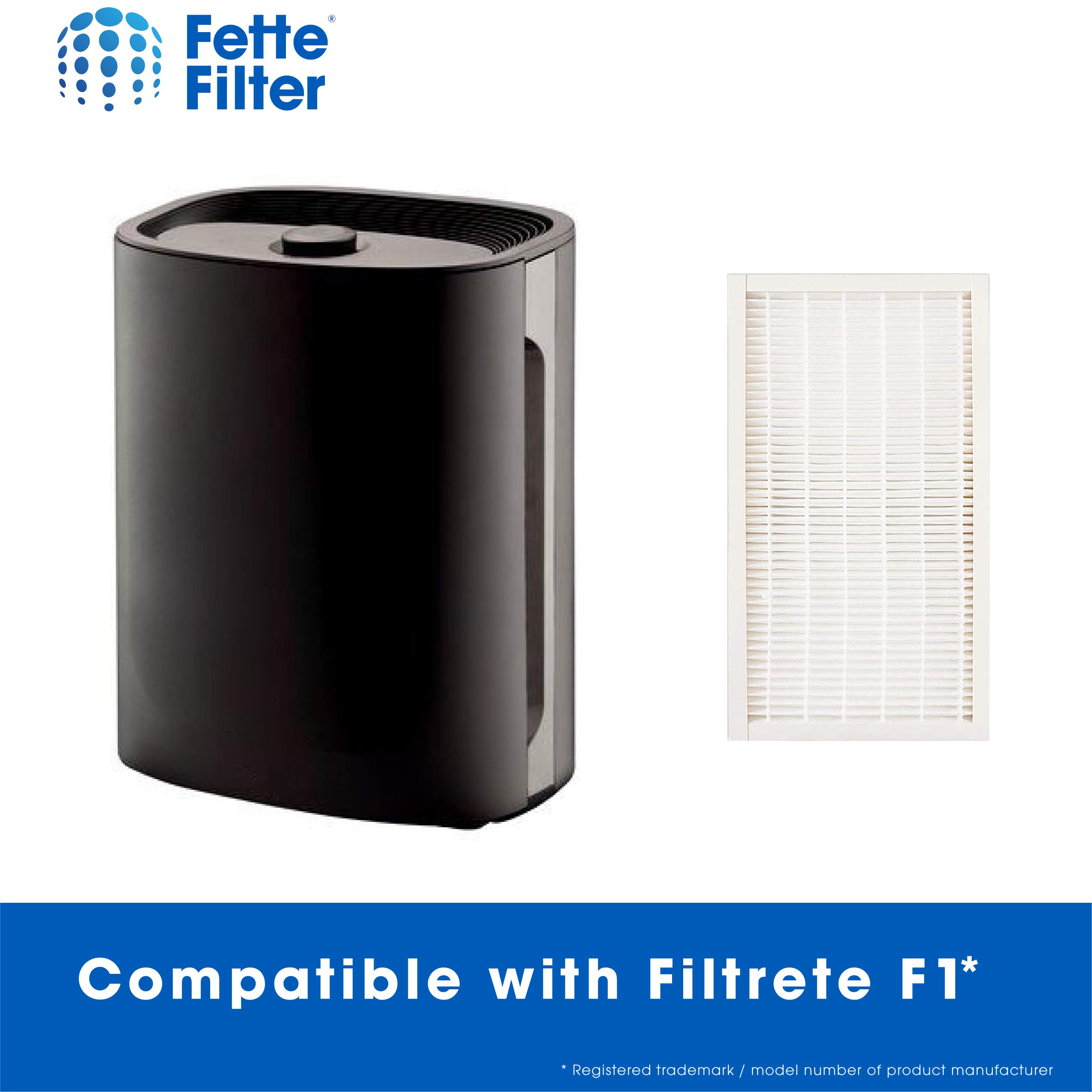 Fette Filter - 2 True HEPA Filters Compatible with 3M Filtrete F1 Replacement Filter for Purifier FAP-C01-F1,FAP-T02-F1, FAP-C01BA-G1, FAP-T02WA-G1, FAP-ST02W FAP-ST02N Compare to Part # FAPF-F1-A F1